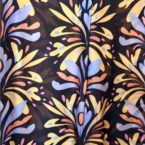 Sleeveless Black Midi Dress with Blue and Lavender Floral Print - Picture 2 of 9